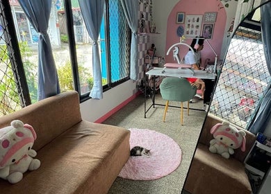 Cozy interior of Bling On Me Nail Art Studio, Tayabas, Calabarzon, PH, with plush toys and stylish decor.