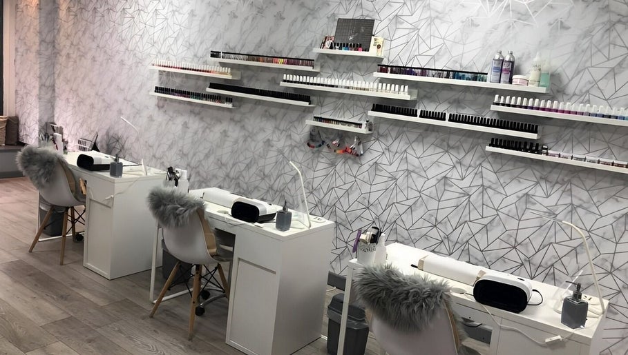 Sophisticated nail studio at Rock Candy Beauty, Louth, England, GB with modern decor and stylish workstations.