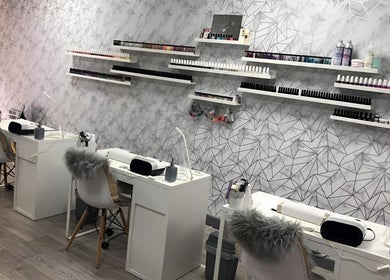 Sophisticated nail studio at Rock Candy Beauty, Louth, England, GB with modern decor and stylish workstations.