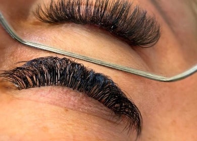 Close-up of lash extensions at Rock Candy Beauty, Louth, England, GB, showcasing precision and style.