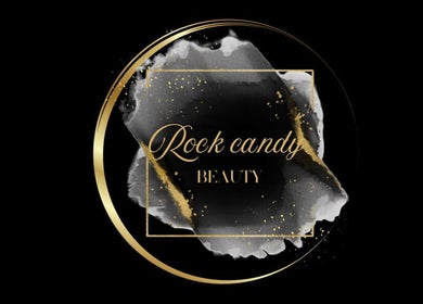 Sophisticated Rock Candy Beauty logo in black and gold, Louth, England, GB.