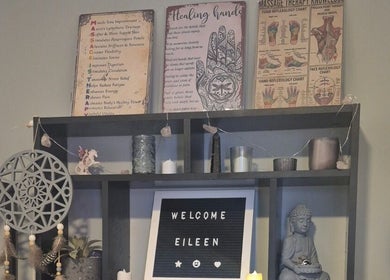 Calm ambiance at Holistic Healing Hands in Lurgan, Northern Ireland, GB, showcasing healing decor and candles.