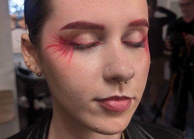 Creative eye makeup with pink accents at BelM Beauty Treatments, Neutral Bay, New South Wales, AU.