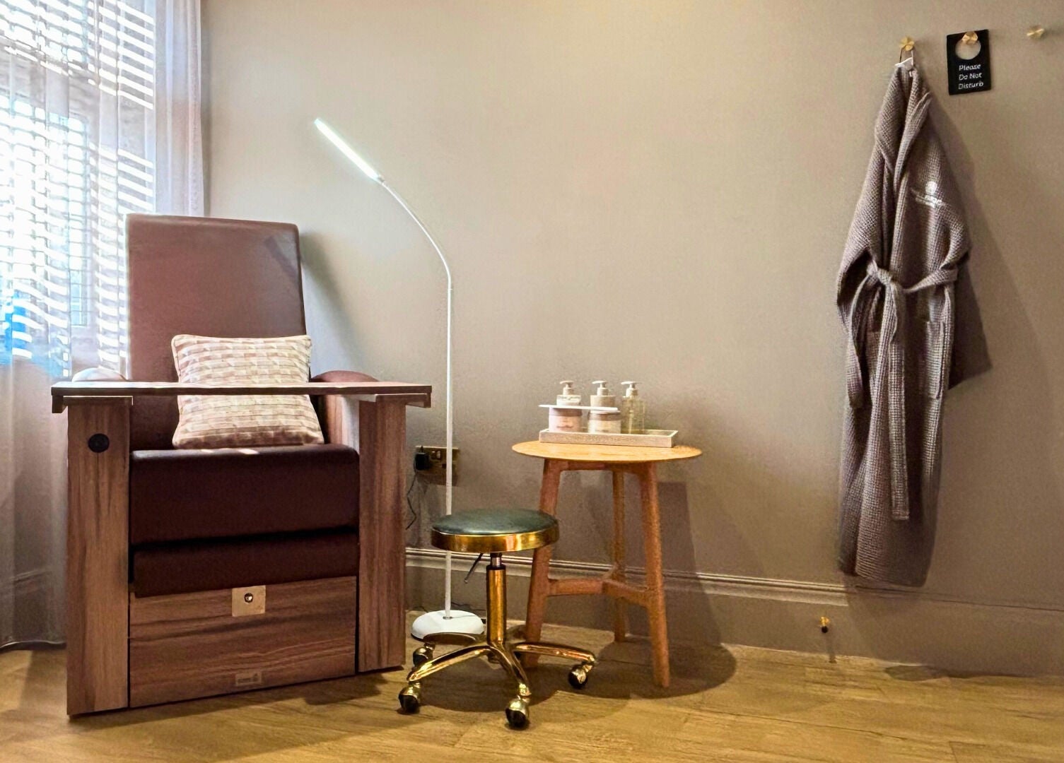 Spa chair and robe in The Hillbrook, Sherborne, England, GB, offering ultimate relaxation in a serene setting.
