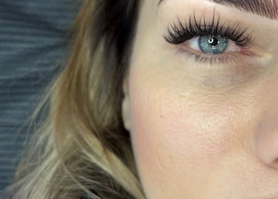 Close-up of elegant eyelash extensions at Lash Eyelashes, Southampton, England, GB.
