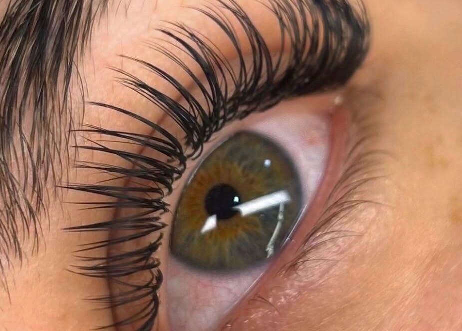Closeup of beautifully enhanced eyelashes at Lash Eyelashes in Southampton, England, GB.