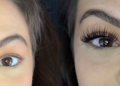 Close-up of eyelash extensions at Lash Eyelashes, Southampton, England, GB showcasing stunning lash transformation.