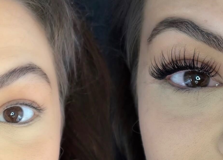 Close-up of eyelash extensions at Lash Eyelashes, Southampton, England, GB showcasing stunning lash transformation.