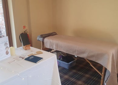 HEBS - Forden, Welshpool massage room with table and decor. Kingswood, Forden, Wales, GB venue ambiance.