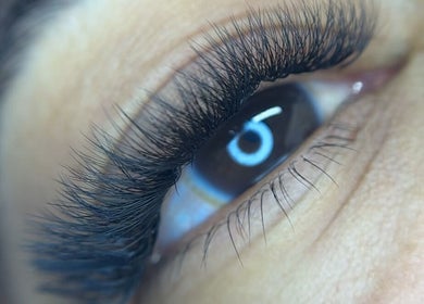 Close-up of elegant eyelash extensions at Glow Lash Studio, Cape Town, Western Cape, ZA.