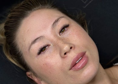 Woman with styled lashes at Glow Lash Studio, Cape Town, Western Cape, ZA.