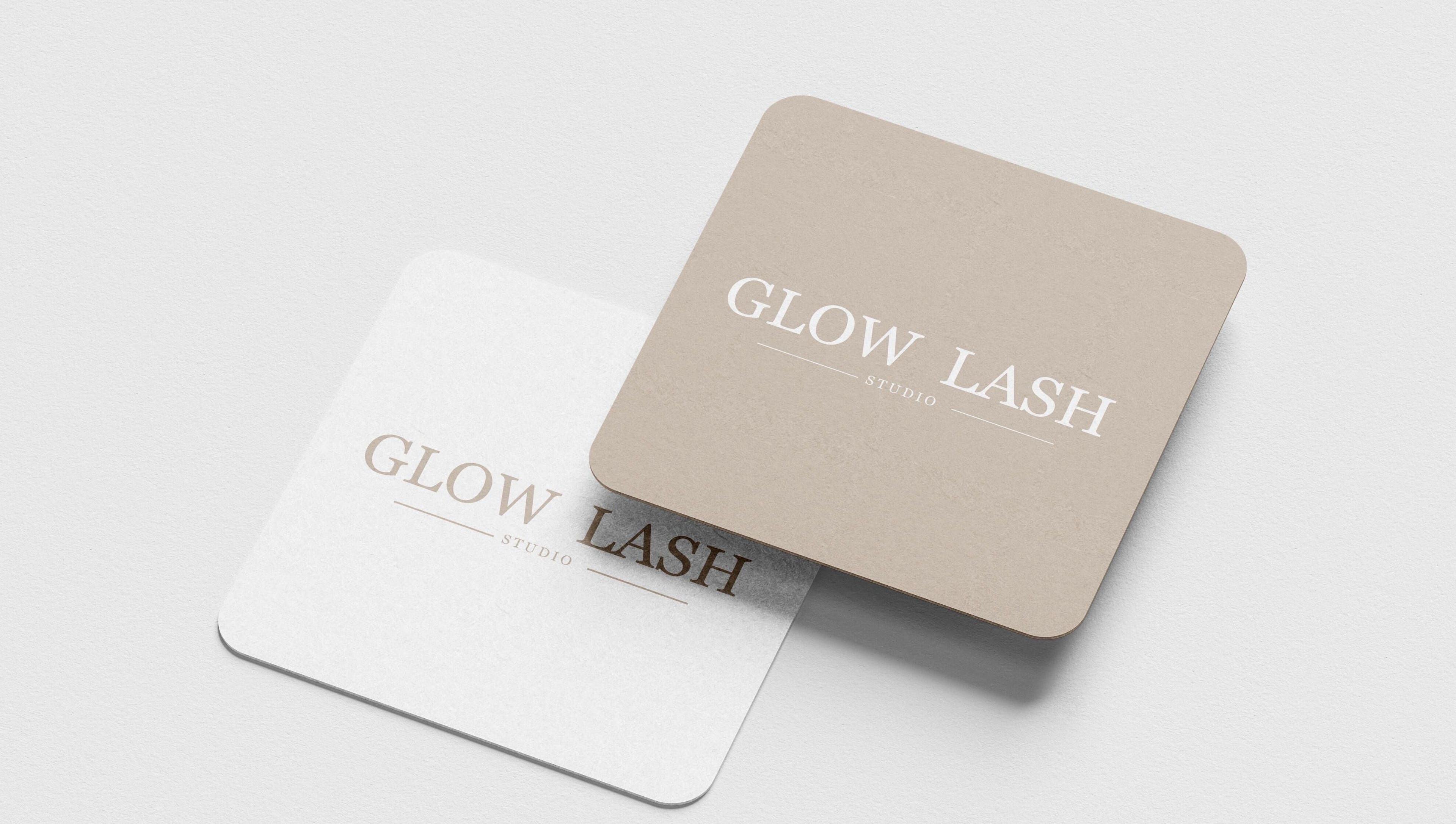 Glow Lash Studio branding materials in Cape Town, Western Cape, ZA, showcasing elegant professionalism.