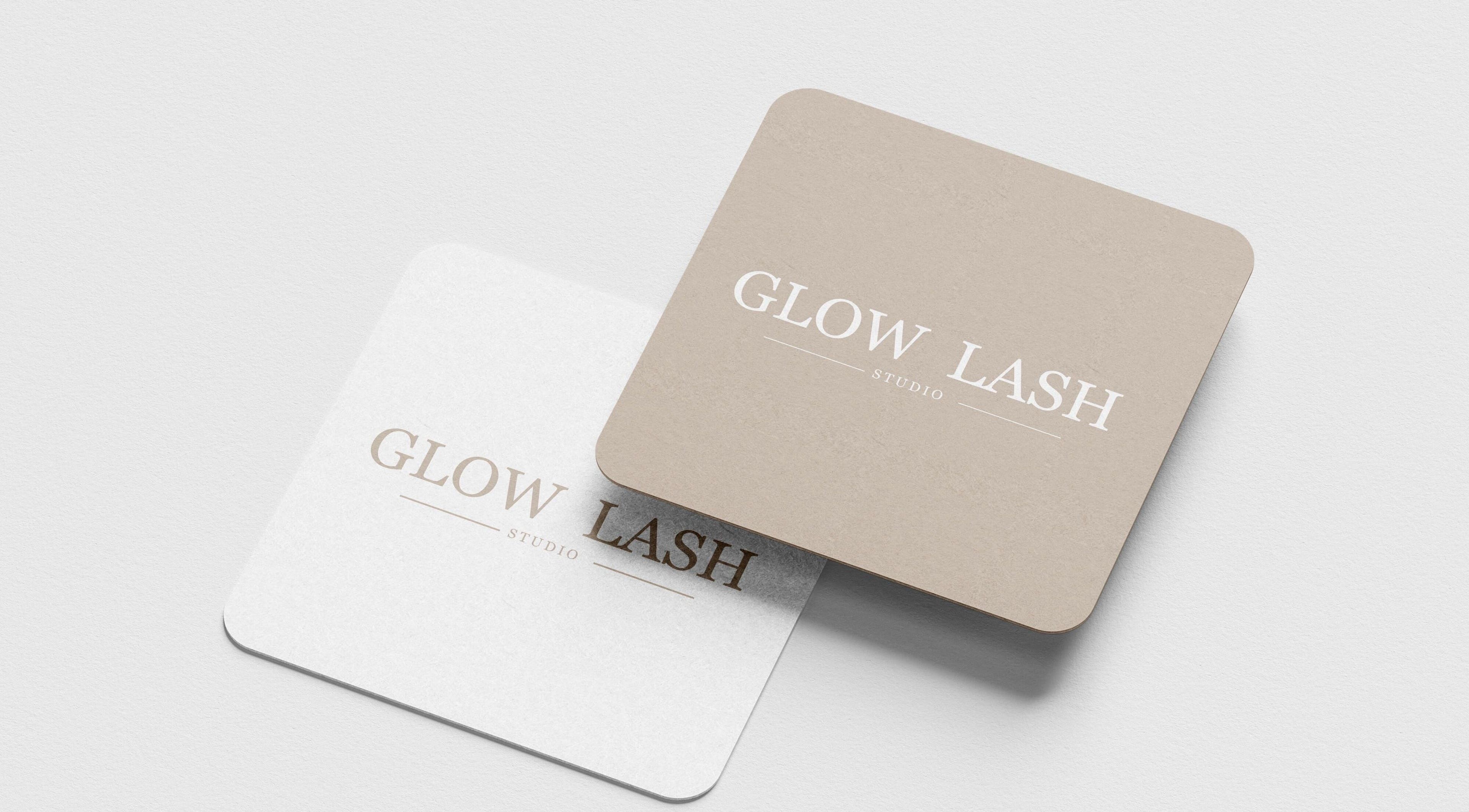 Glow Lash Studio branding materials in Cape Town, Western Cape, ZA, showcasing elegant professionalism.