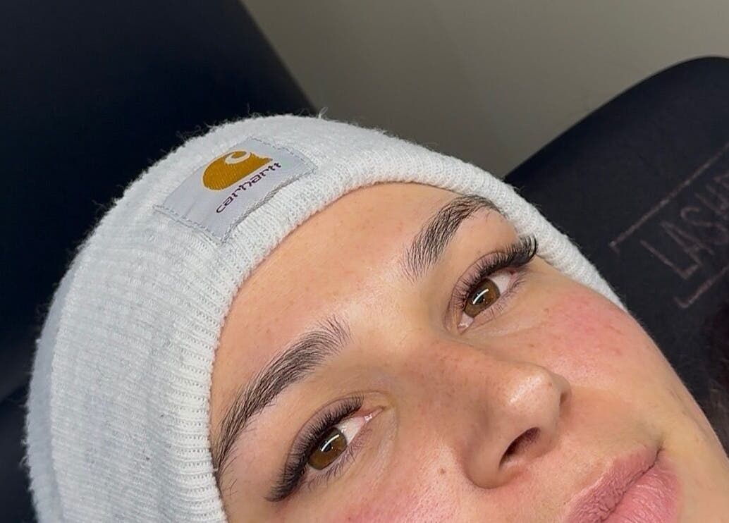 Close-up of eyelash extensions at Glow Lash Studio, Cape Town, Western Cape, ZA.