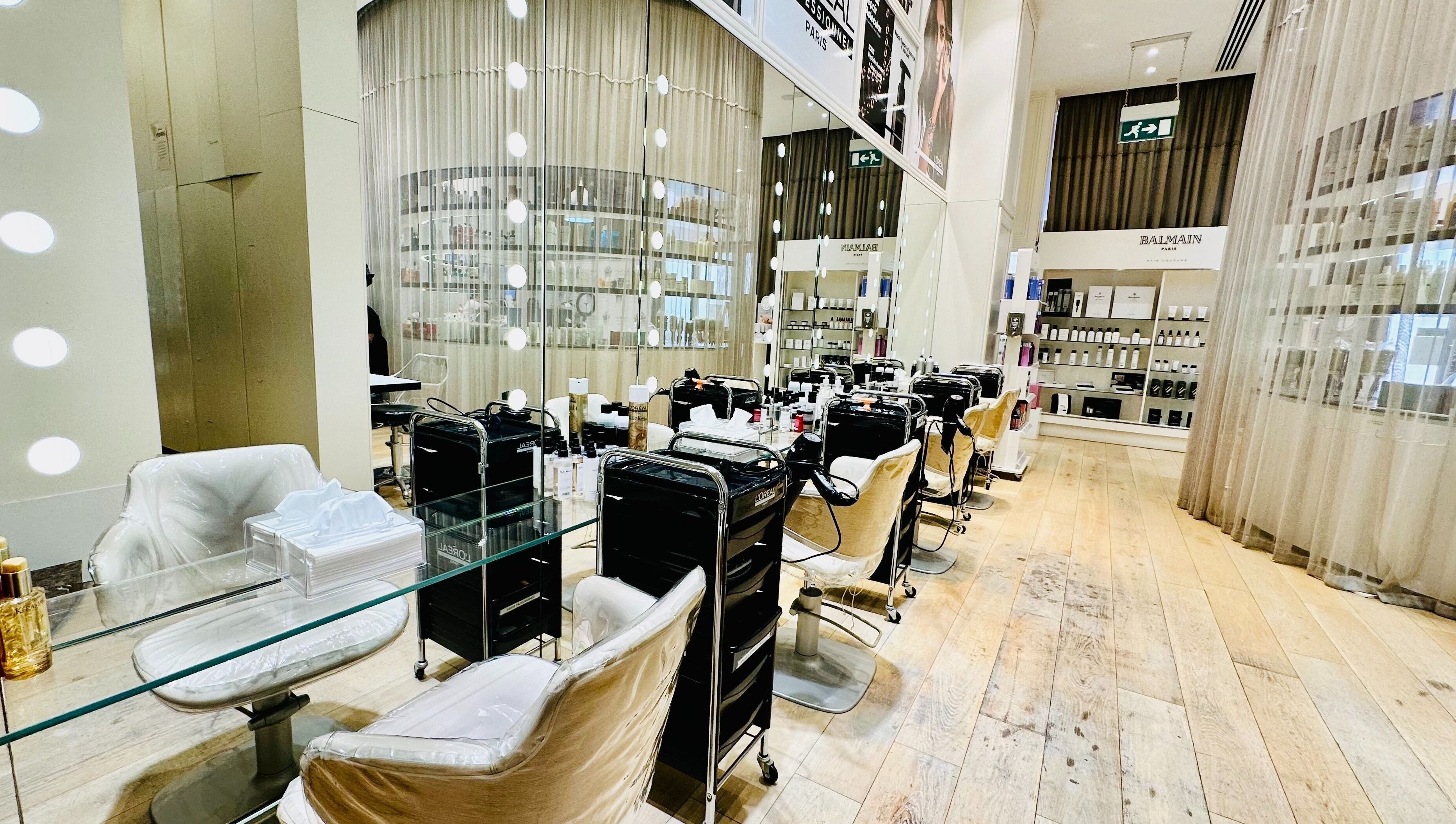 Modern interior of Belle Femme Hair & Nail Lounge - Bay Square, Dubai, Dubai, AE, showcasing luxury salon setup.