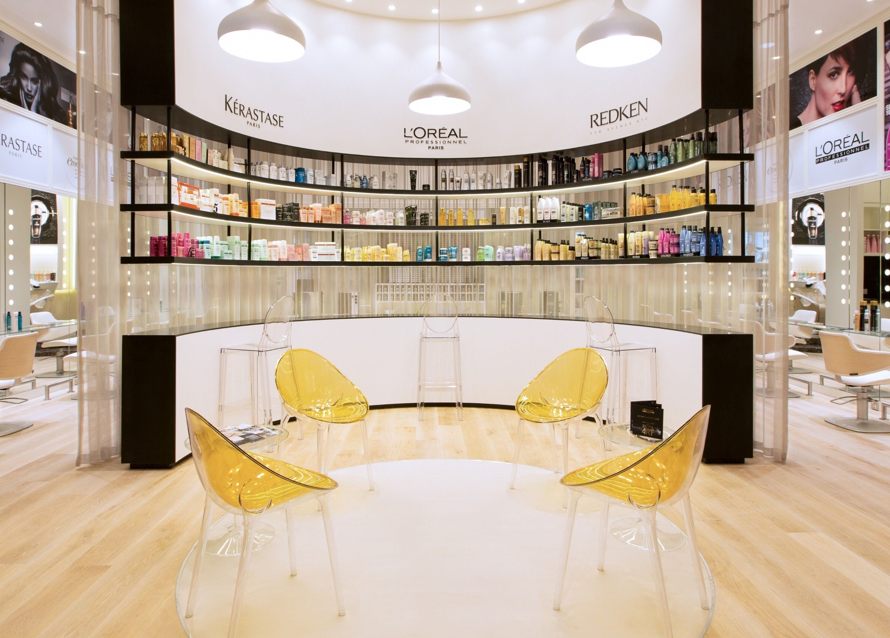 Modern seating and product display at Belle Femme Hair & Nail Lounge - Bay Square, Dubai, Dubai, AE.