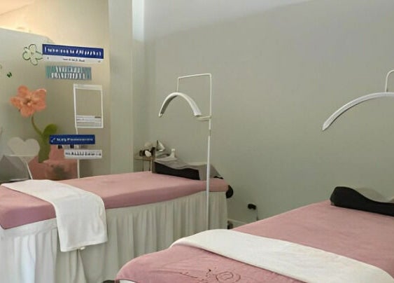 Relaxing therapy beds at Am Perfect Spa, Aurora, Illinois, US, offering serene wellness experiences.