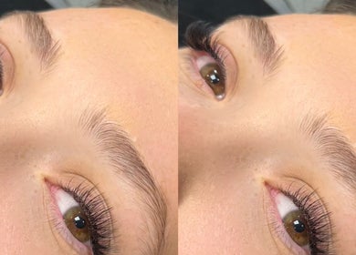 Close-up of styled lashes at ELLITE TANNING AESTHETICS & BEAUTY BAR, Sheffield, England, GB.