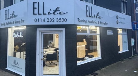 Ellite Tanning Aesthetics & Beauty Bar facade in Sheffield, England, GB, showcasing sleek design and modern aesthetics.