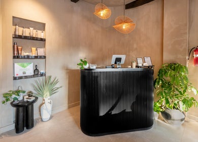 Reception of Aura Head Spa | Montclair with modern decor in Montclair, New Jersey, US.