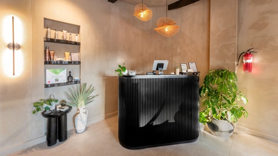 Reception of Aura Head Spa | Montclair with modern decor in Montclair, New Jersey, US.