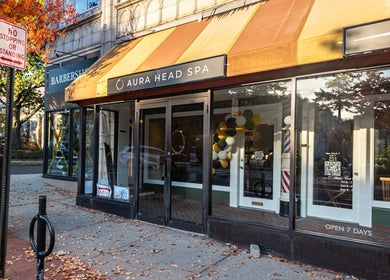 Front of Aura Head Spa | Montclair in Montclair, New Jersey, US, showcasing elegant exterior and signage.