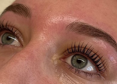 Close-up of beautifully curled eyelashes by ByMillieMay in Hemel Hempstead, England, GB.