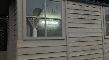 ByMillieMay exterior view with window and pampas grass, Hemel Hempstead, England, GB.