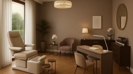 Interno elegante di Daiana Beauty Studio, Aviano, Friuli Venezia Giulia, IT, con poltrona beige e decorazioni sobrie.