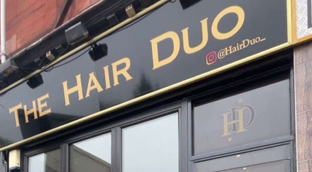 Front of The Hair Duo in Airdrie, Scotland, GB showcasing elegant signage.