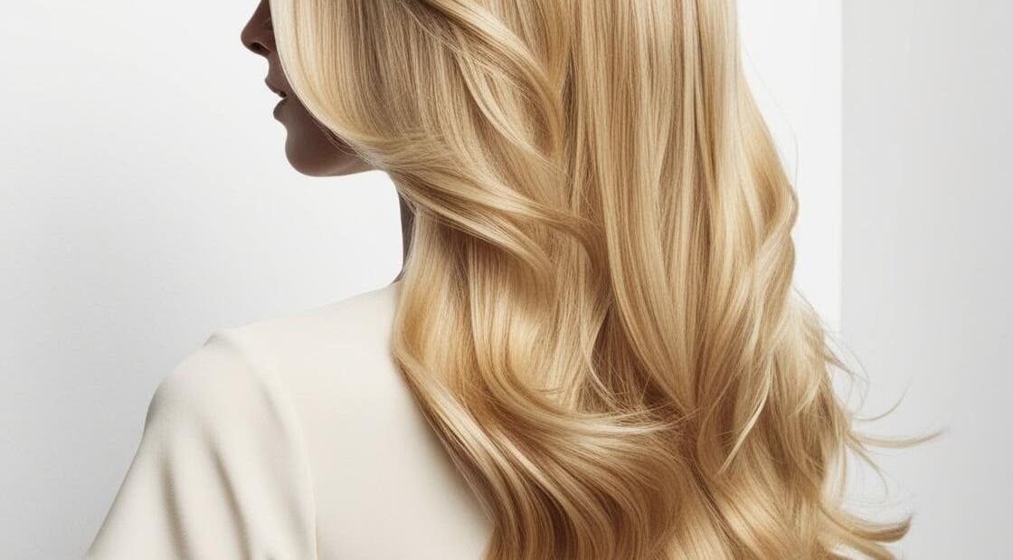 Cheveux blonds et soyeux mis en valeur chez MHG à Toulouse, Occitanie, FR pour un éclat naturel.