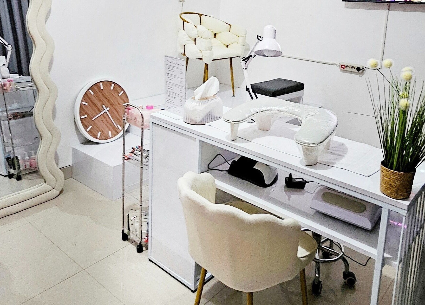 Elegant nail station at Cutie Pai Nails in Bali, Bali, ID, showcasing a modern, cozy setup.