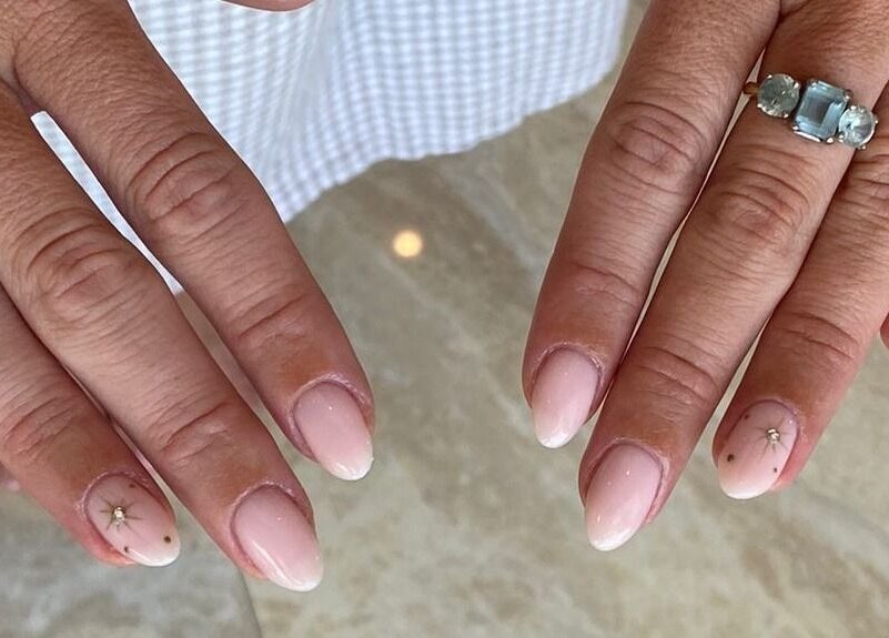 Chic nail art at Cutie Pai Nails, Bali, Bali, ID featuring elegant nude tones and gem embellishments.