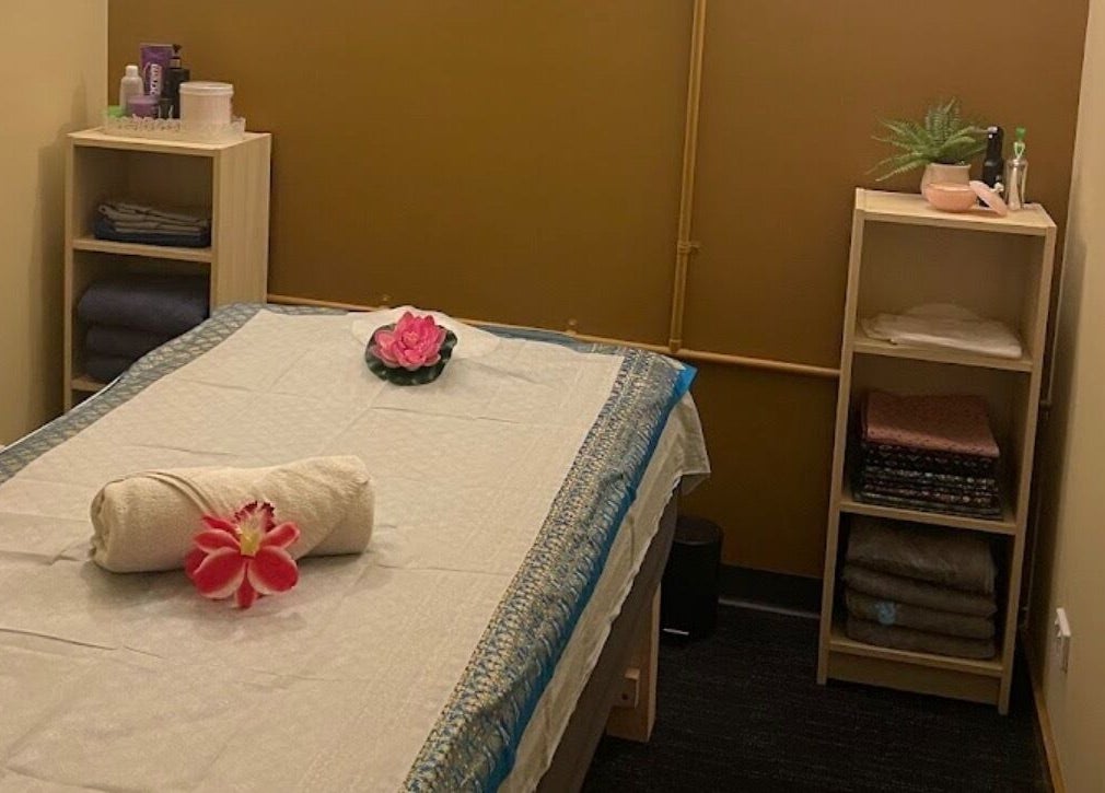 Massage room at Signature Massages and Spa, Brighton, South Australia. Relaxing setup with soft lighting.