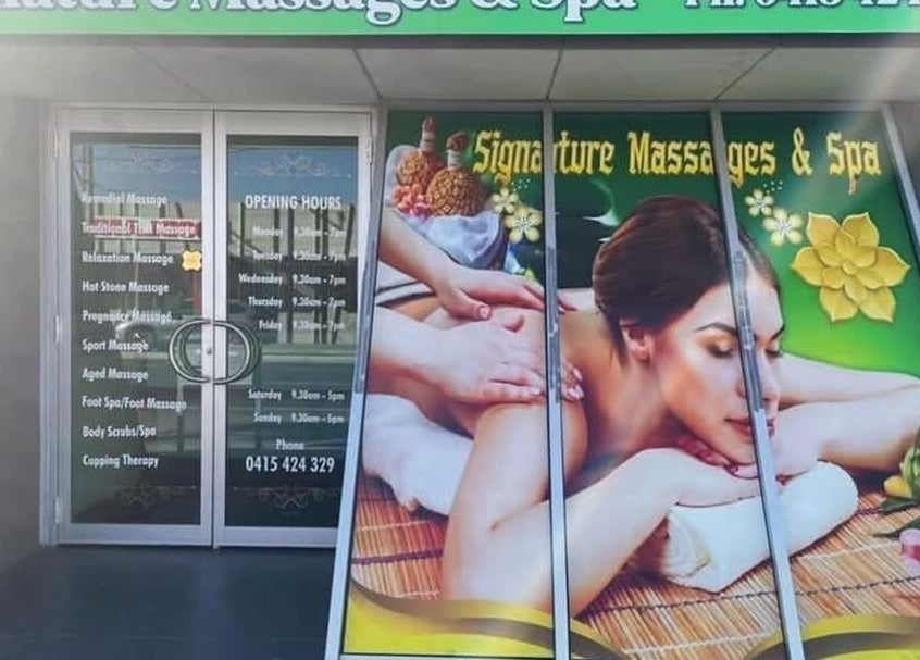 Front view of Signature Massages and Spa in Brighton, South Australia, featuring relaxing massage imagery.