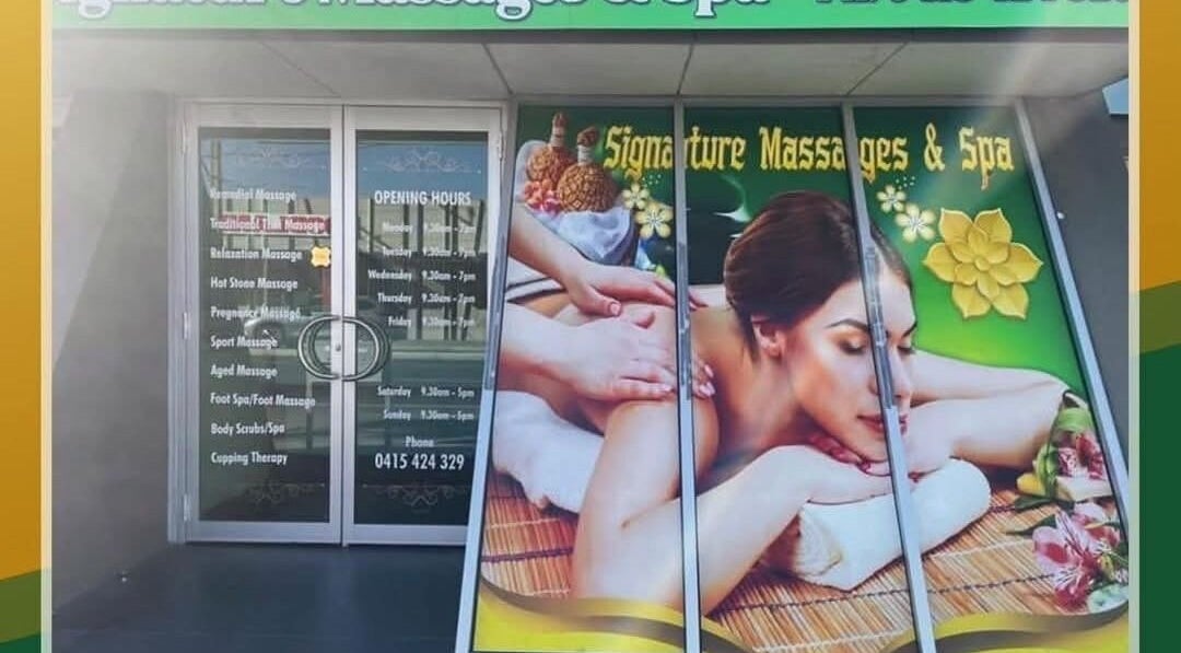 Front view of Signature Massages and Spa in Brighton, South Australia, featuring relaxing massage imagery.