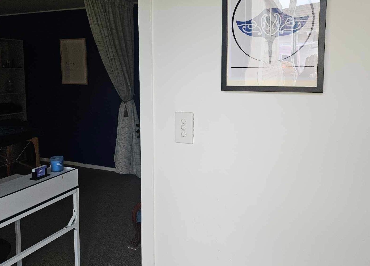 Calm therapy room at Whaitere Ora, Gisborne, NZ, featuring soothing decor and relaxing ambiance.