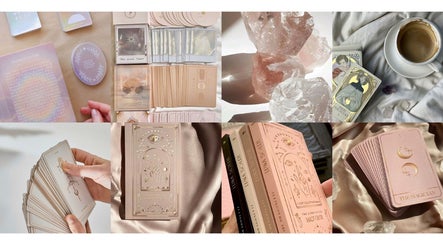 Diverse tarot sets on display at Just Tarot, Worsley, England, GB for holistic wellness.