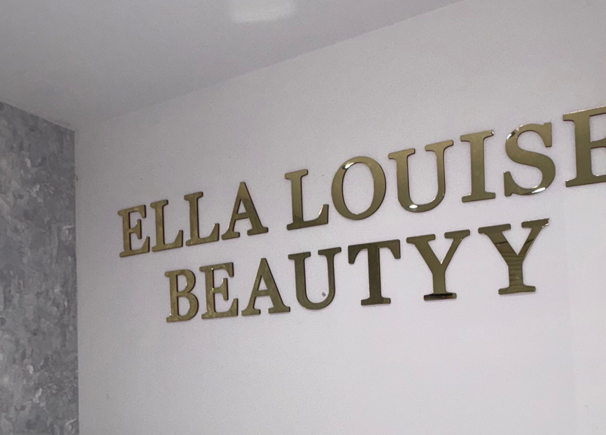Elegant wall signage of Ella Louise Beautyy at Rochdale, England, GB showcasing luxury beauty services.