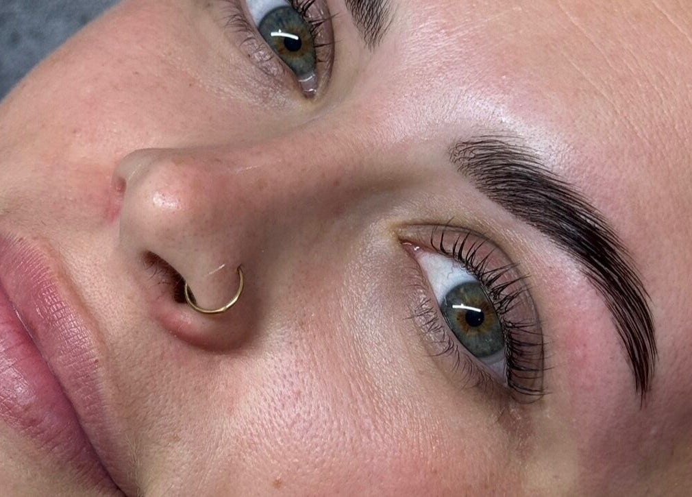 Close-up of expertly groomed eyebrows at Sophie Humphries Makeup - Rosebery, New South Wales, AU.