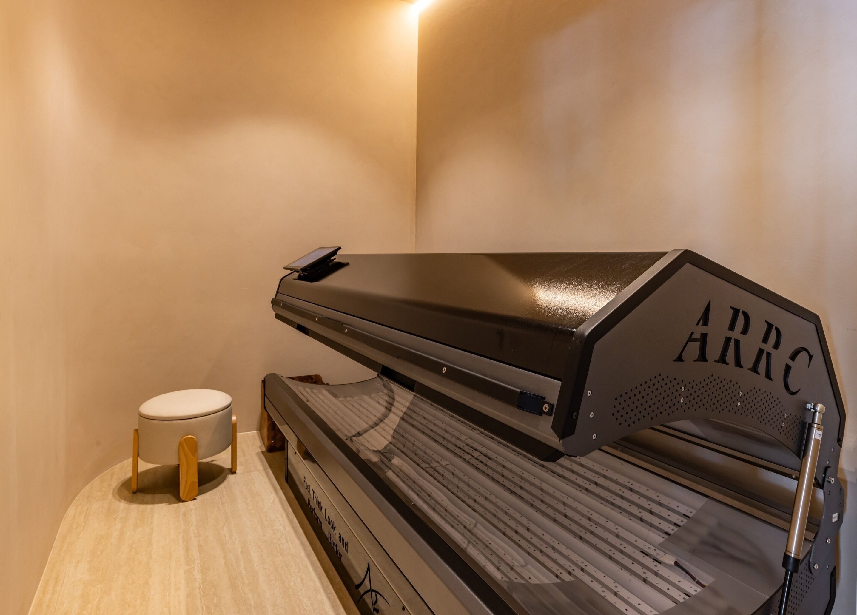 Therapy bed in a calming light room at Elite Body Recovery and Wellbeing, Maroubra, New South Wales, AU.