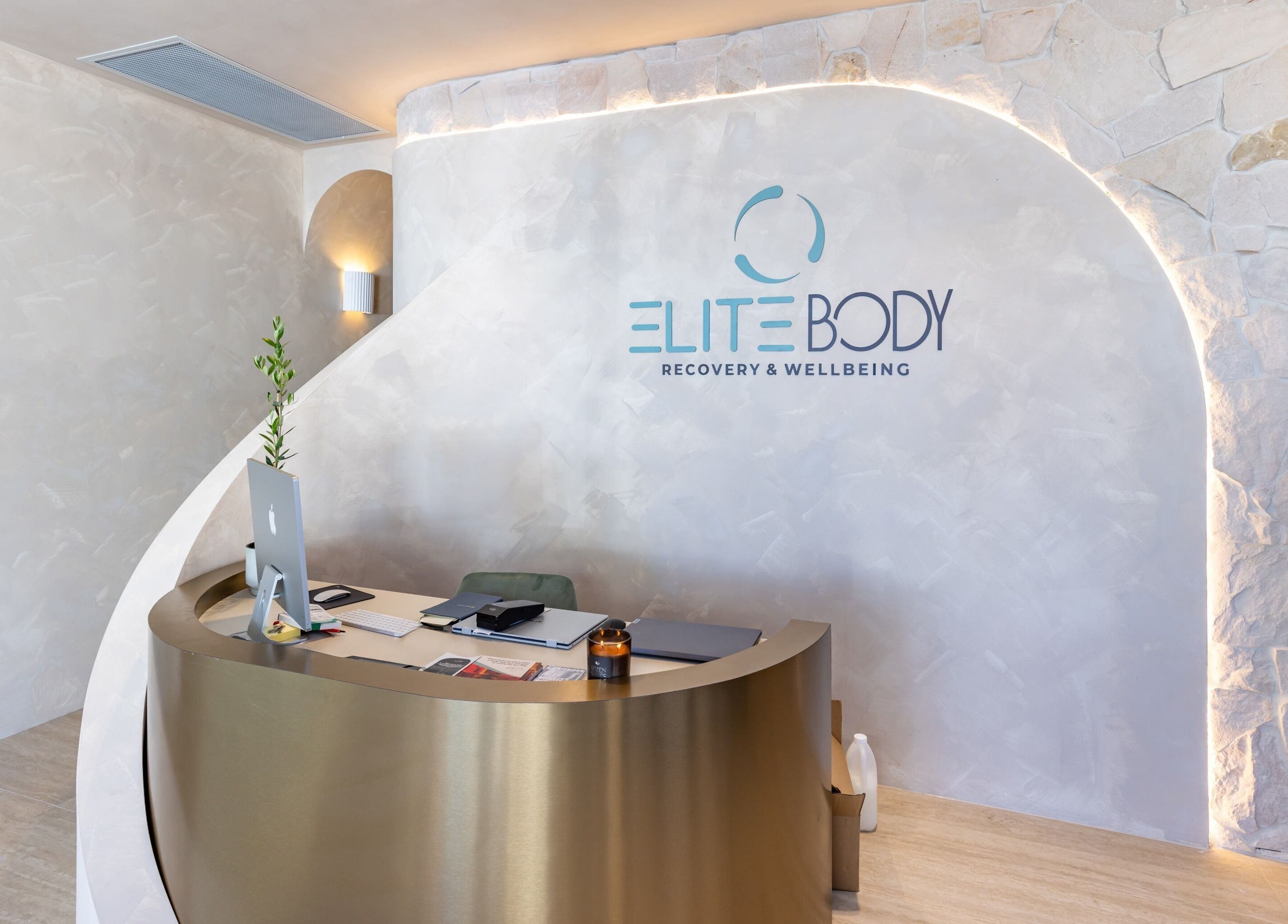 Stylish reception at Elite Body Recovery and Wellbeing, Maroubra, New South Wales, AU featuring elegant design.