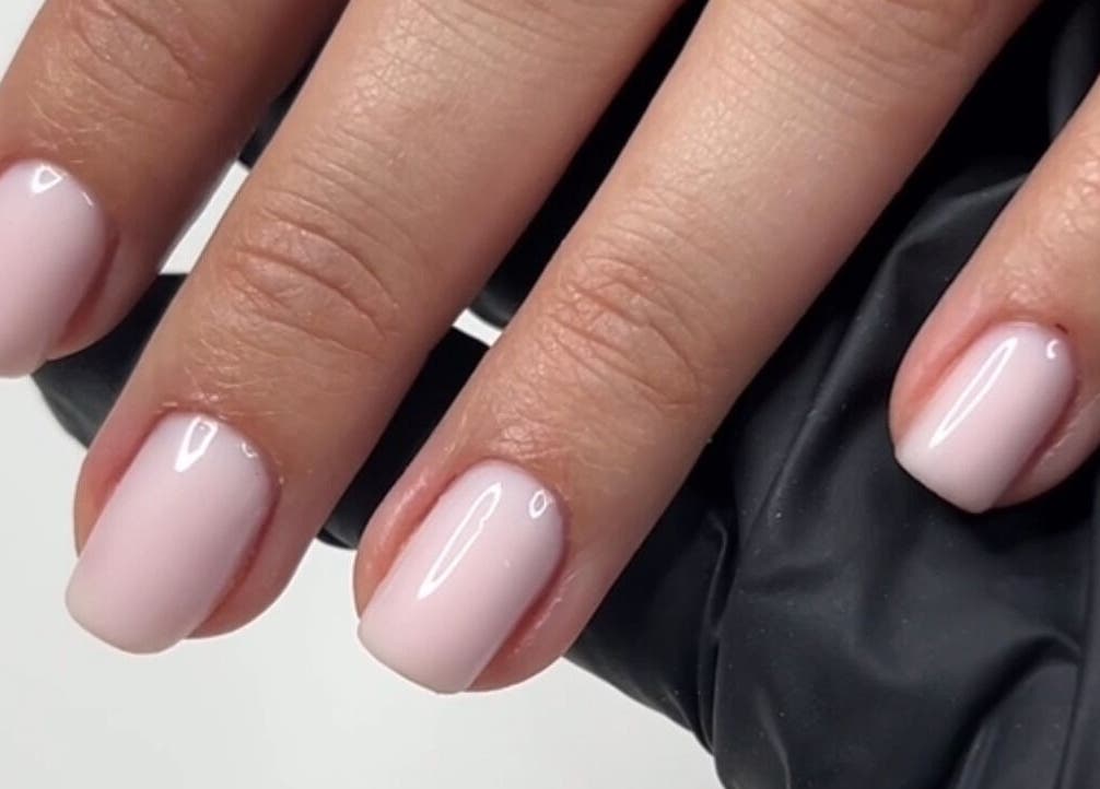 Stylish manicure at Natasha’s Nails, Cornwallis, New South Wales, AU, showcasing glossy soft pink nails.