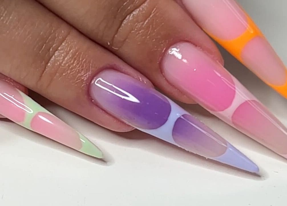 Colorful nail art design showcased at Natasha’s Nails in Cornwallis, New South Wales, AU.