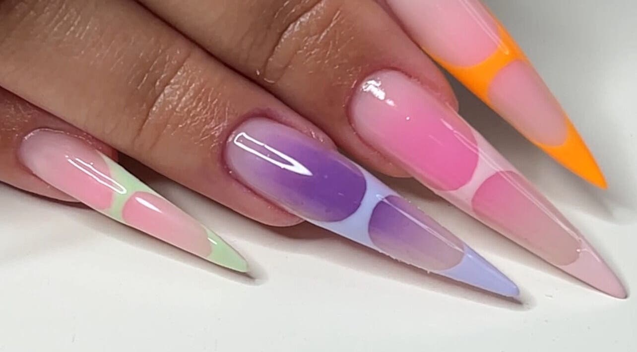 Colorful nail art design showcased at Natasha’s Nails in Cornwallis, New South Wales, AU.