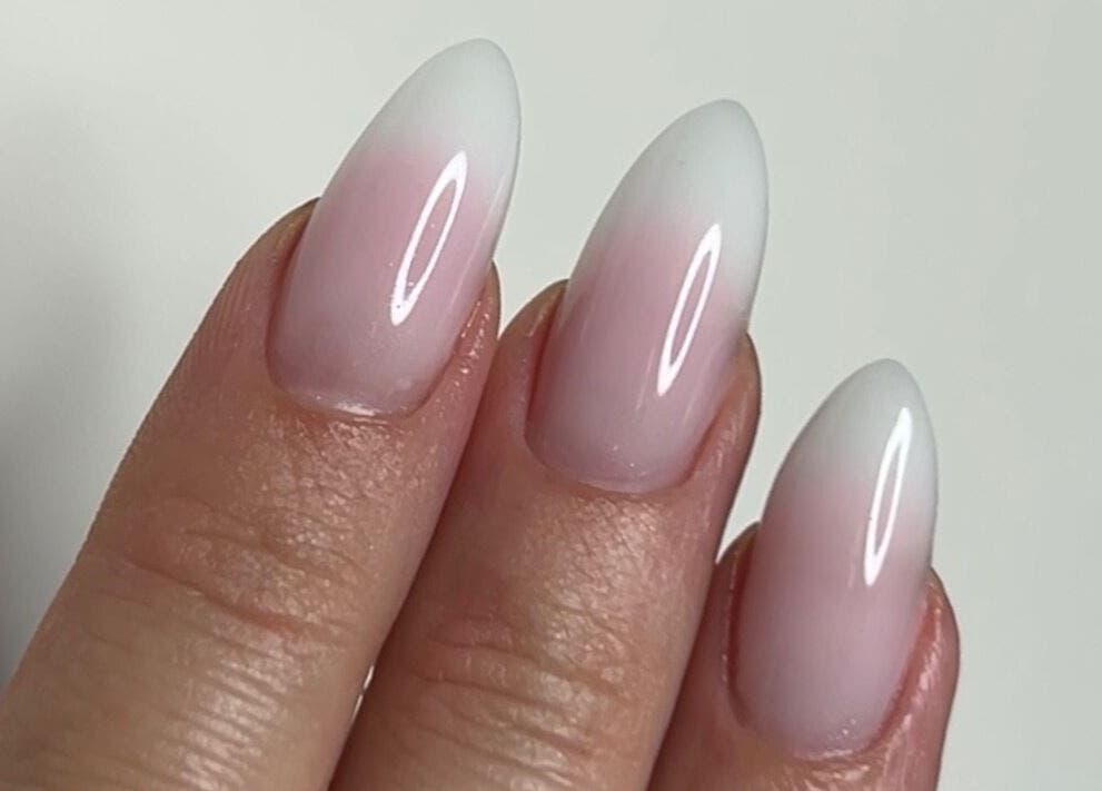 Stylish almond-shaped ombre nails at Natasha’s Nails, Cornwallis, New South Wales, AU.