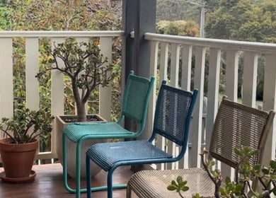 Relaxing balcony view at Holistic Massage and Facial for Women in Healesville, Victoria, AU, with potted plants.