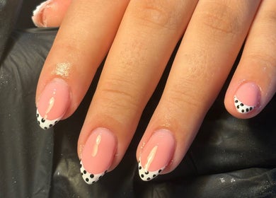 Elegant polka dot nail art by BIABI Nails & Beauty in Glasgow, Scotland, GB.