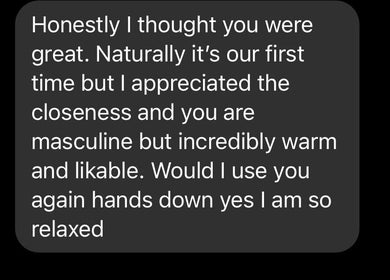 Client review for Relax and Renew - Mobile Massage Service, Bolton, England, GB, praising massage experience.