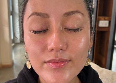 Client enjoying a facial treatment at Glow Your Skin by Shona, Chapel Hill, Queensland, AU.